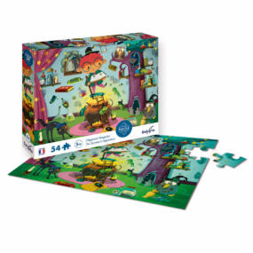 Die Illustration zeigt das Kinderpuzzle Zauberer des französischen Herstellers Calypto mit der Schachtel.