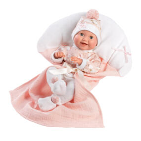Die Babypuppe Bimba hat ein strahlendes Lächeln, das jede Puppenmama in seinen Bann zieht.