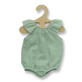 Der mintfarbene Puppen-Body ist an einem Kleiderbügel aufgehängt.