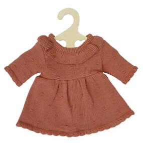 Das pfirsichfarbene Strickkleid passt 35 bis 45 cm großen Babypuppen.